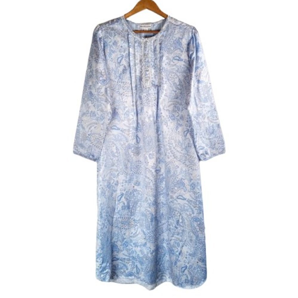Miss Elaine Floral Cotton Lace Trim Long Nightgown